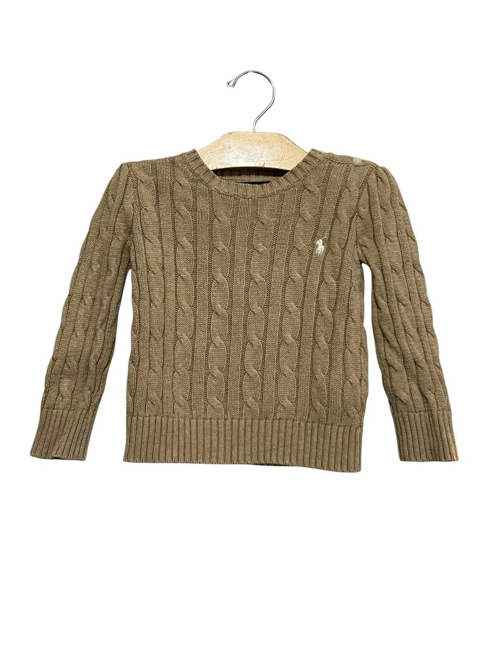 Polo Ralph Lauren Cable Knit Crew Sweater Size 2 Crew Shoulder Pockets